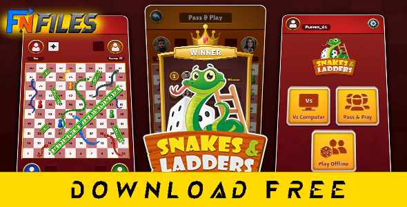 Free nulled Snake & Ladders Online Multiplayer Android Game Source Code - complete free theme download for real-time gaming fun.