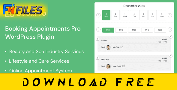 Free nulled BookPro Appointment Booking WordPress plugin for salons clinics rentals - complete free theme download for WP scheduling.