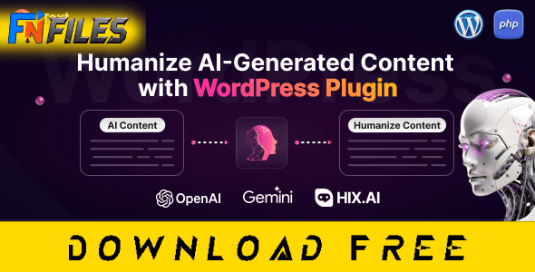 Free nulled TextHumanizer WordPress plugin for humanizing AI content with OpenAI Gemini - complete free theme download for WP content generation.